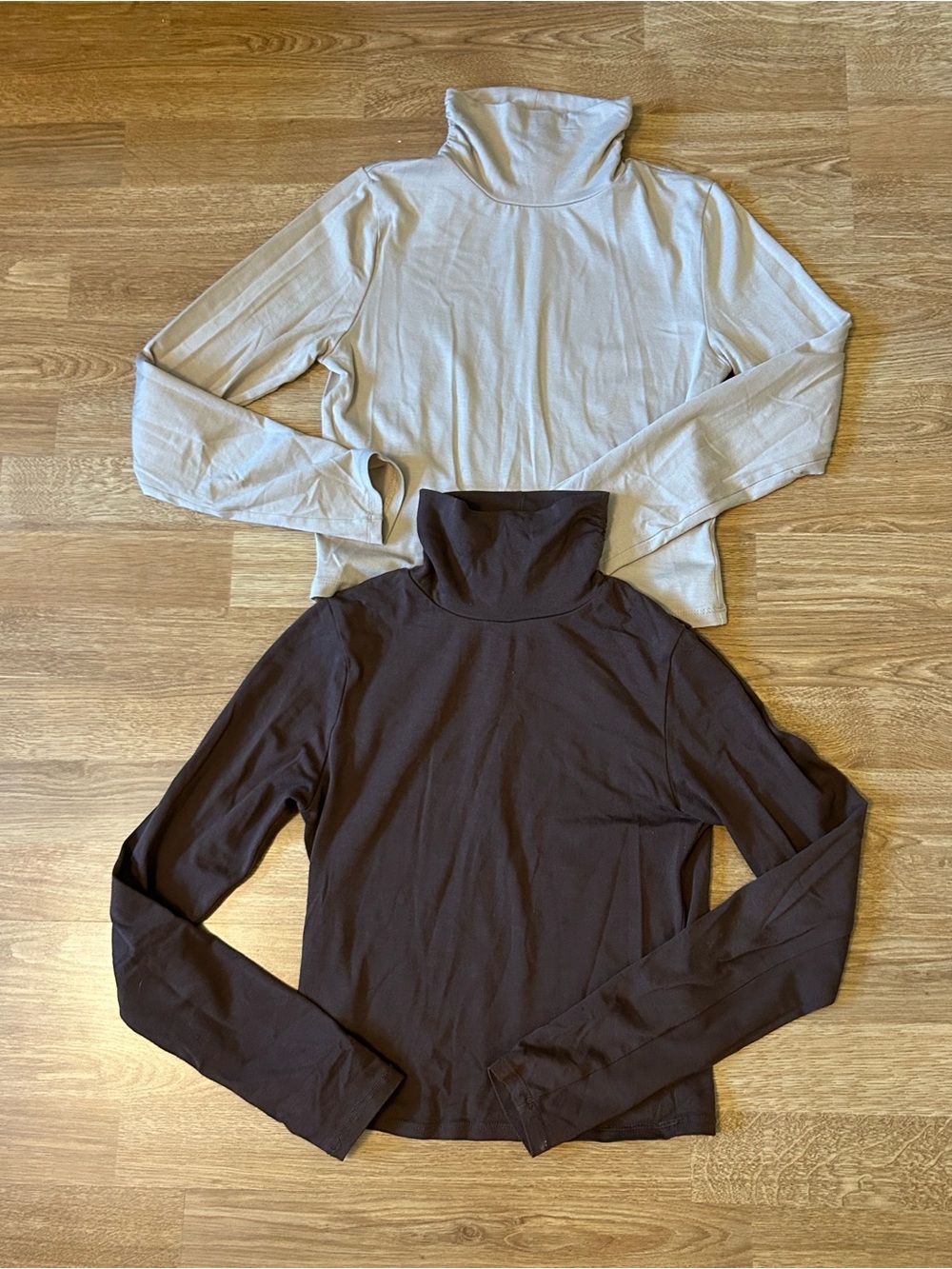 Ambiance Two-Pack Turtleneck Tops — Cream & Brown
